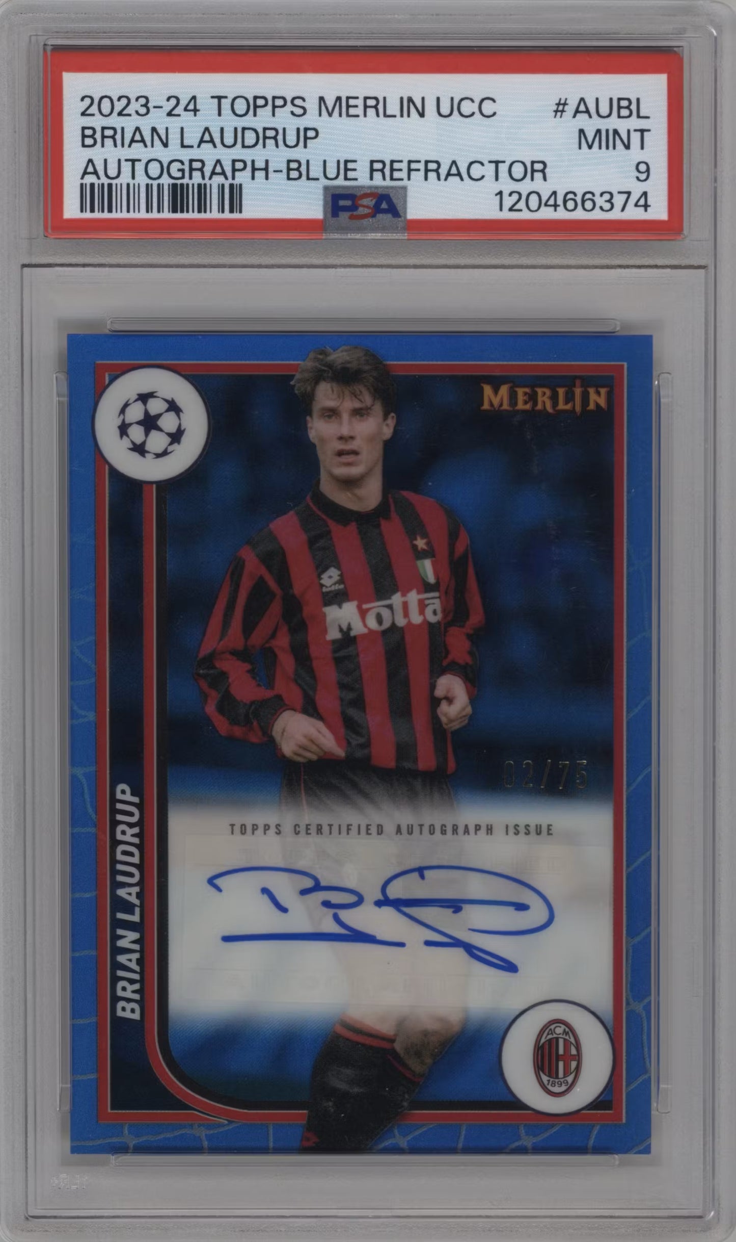 Brian Laudrup Autograph Numbered /75 Topps Merlin (GRADED)(PSA)