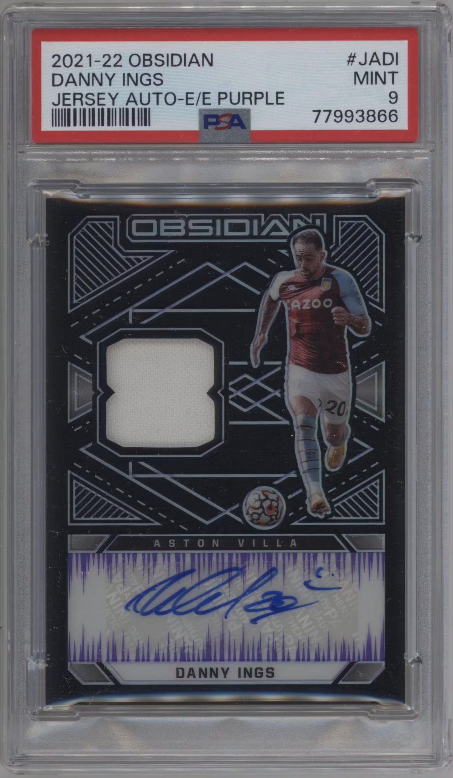 Danny Ings Player-Worn Patch Autograph Numbered /75 Panini Obsidian (GRADED)(PSA)