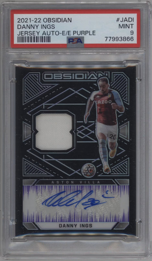 Danny Ings Player-Worn Patch Autograph Numbered /75 Panini Obsidian (GRADED)(PSA)