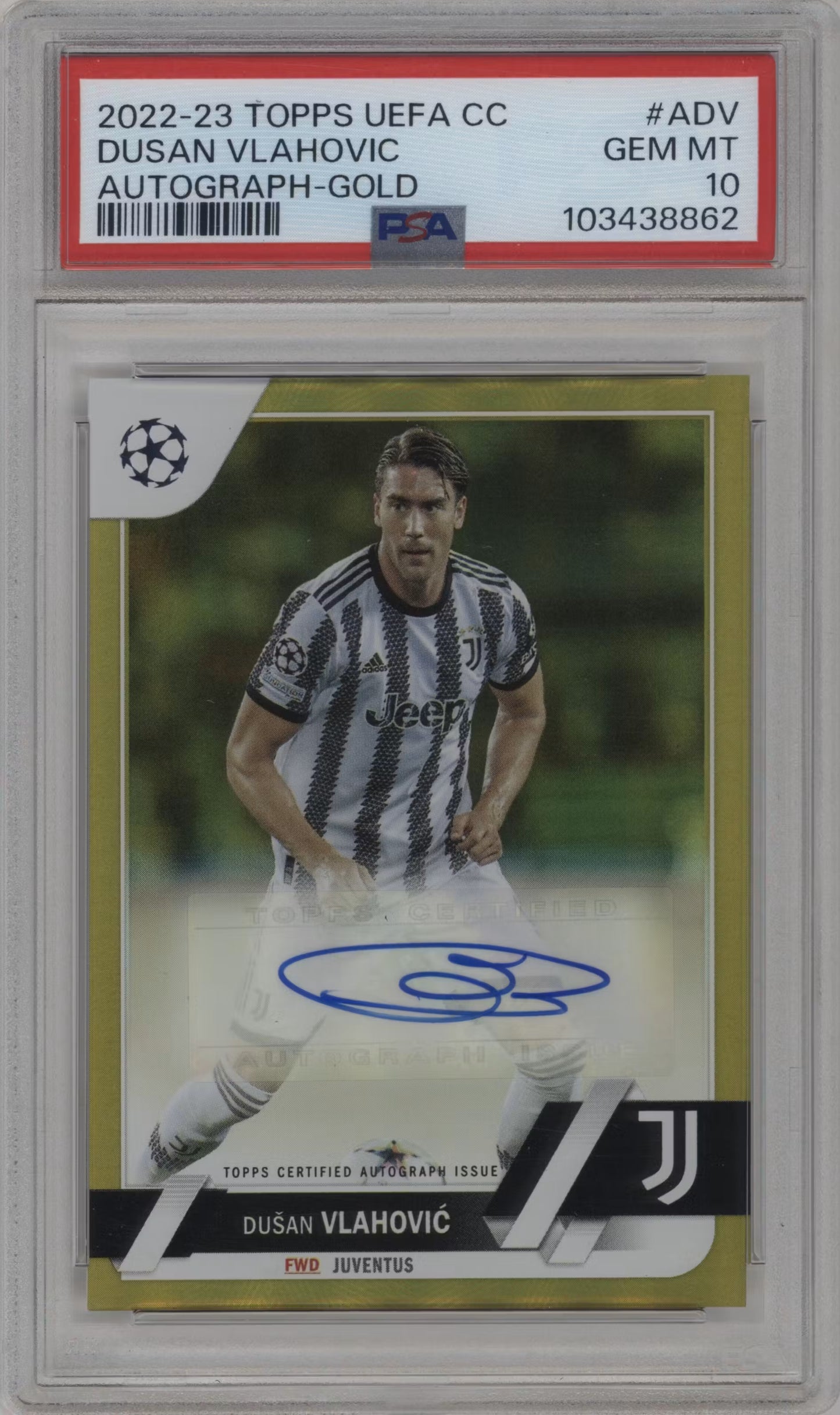 Dusan Vlahovic Autograph Numbered /50 Topps Flagship (GRADED)(PSA)
