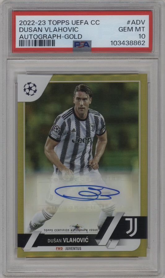 Dusan Vlahovic Autograph Numbered /50 Topps Flagship (GRADED)(PSA)