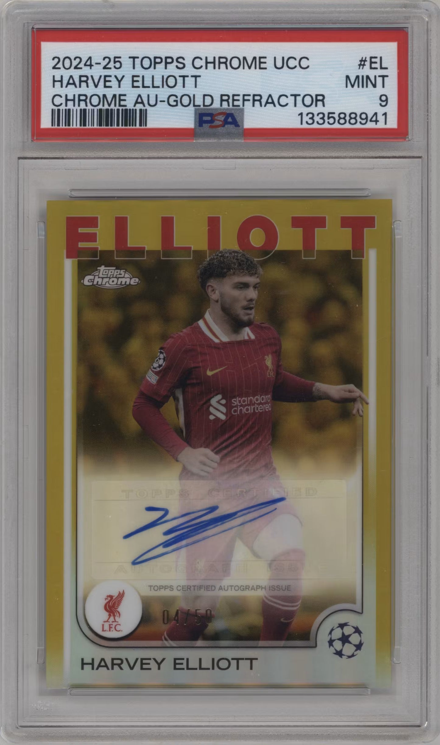 Harvey Elliott Autograph Numbered /50 Topps Chrome (GRADED)(PSA)