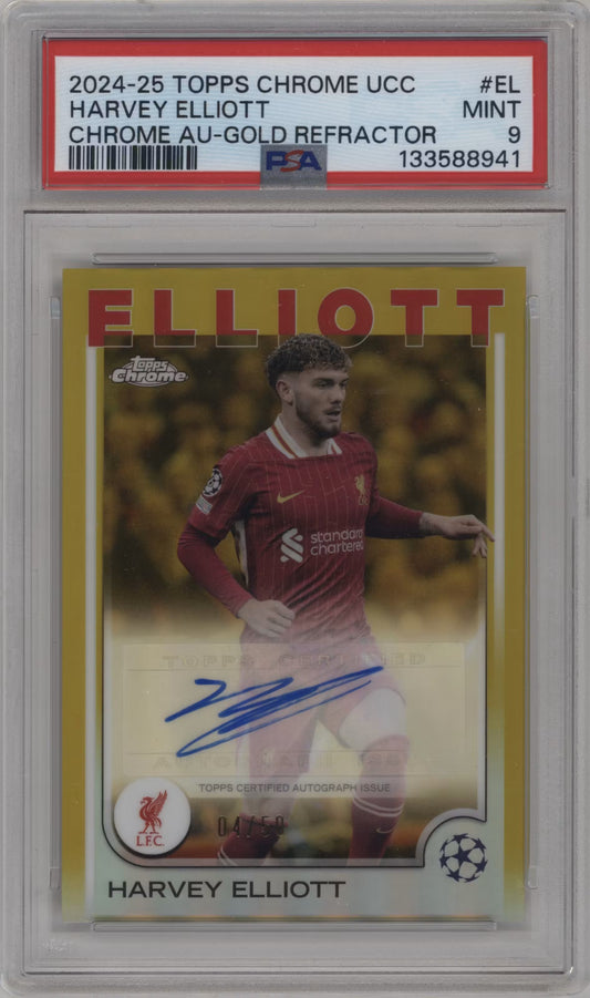 Harvey Elliott Autograph Numbered /50 Topps Chrome (GRADED)(PSA)