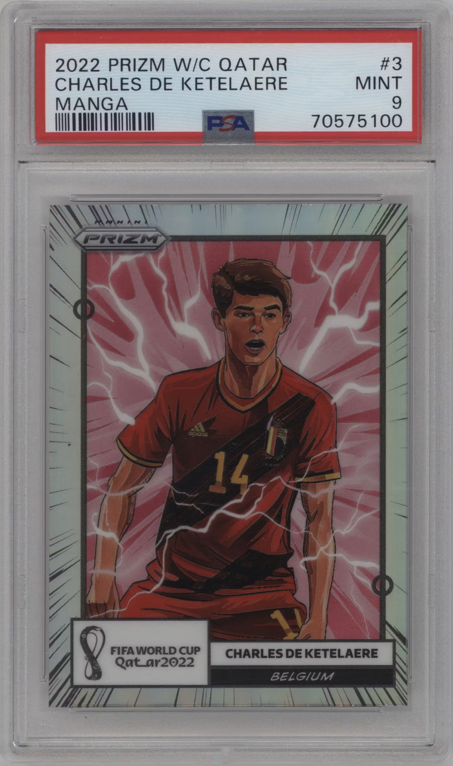 Charles De Ketelaere Manga Case Hit Panini Prizm World Cup Qatar (GRADED)(PSA)