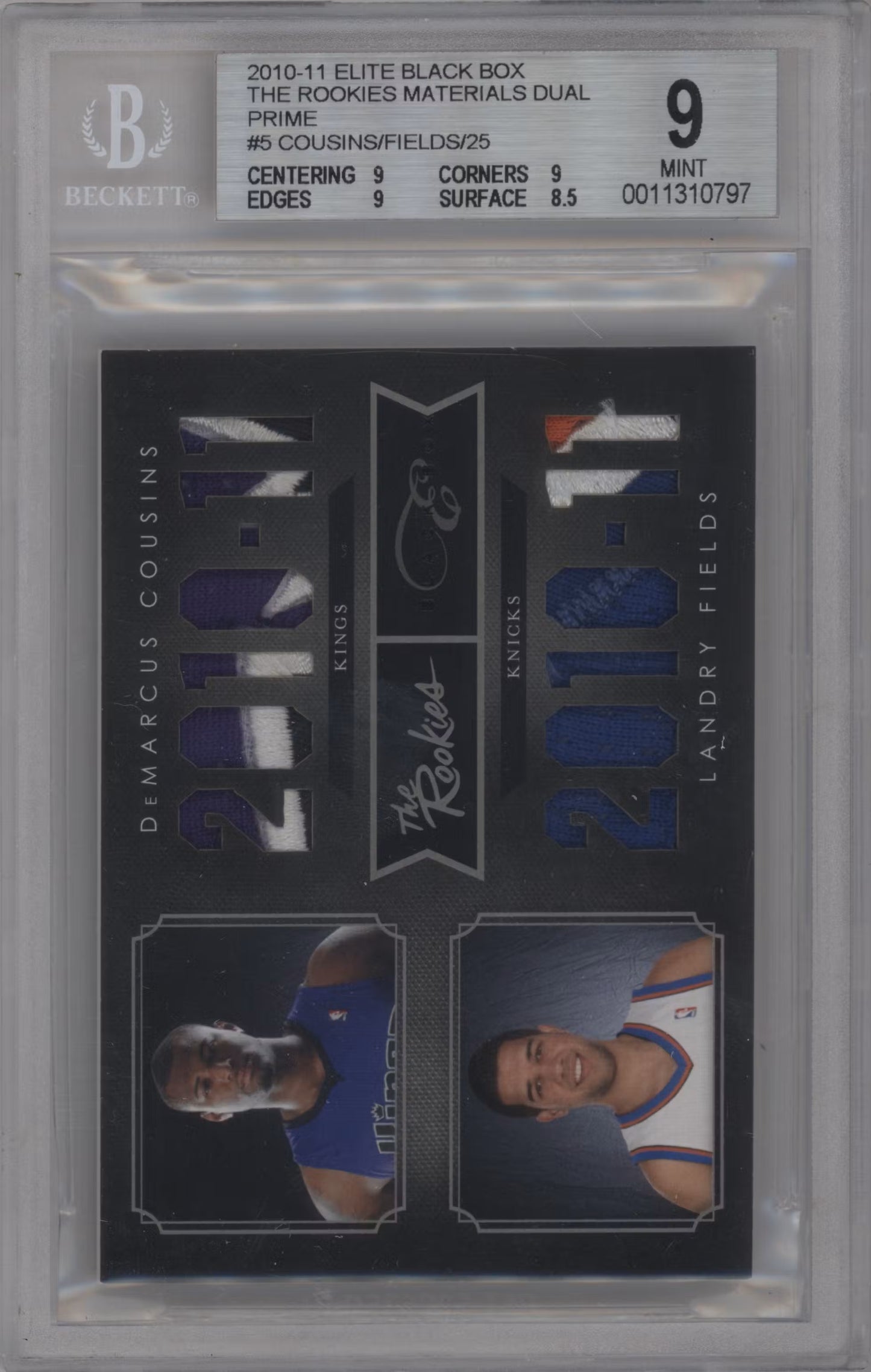 DeMarcus Cousins / Landry Fields Double Game-Worn Patch Numbered /25 Panini Elite Black (GRADED)(BGSr)