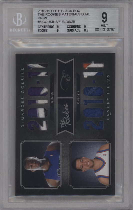 DeMarcus Cousins / Landry Fields Double Game-Worn Patch Numbered /25 Panini Elite Black (GRADED)(BGSr)