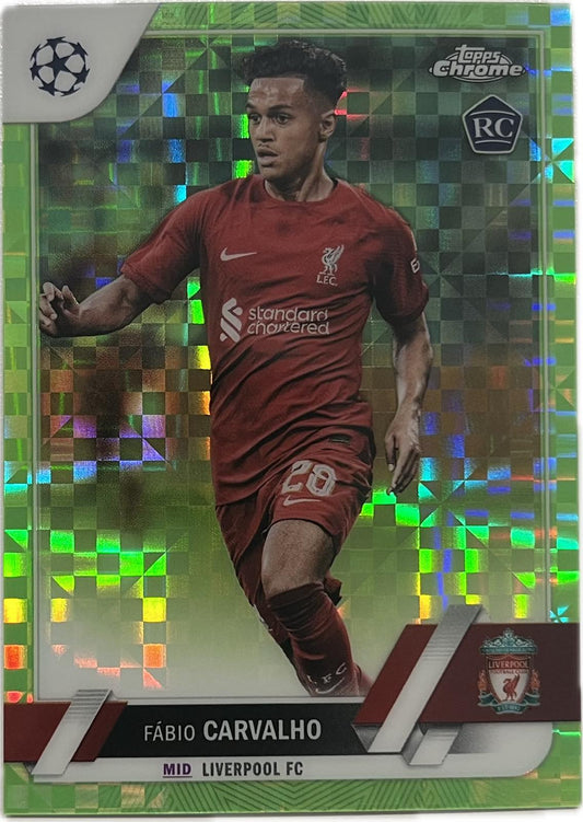 Fabio Carvalho 2023 Topps Chrome UEFA Club Competitions #28 Neon Green X-Fractor /399 Rookie