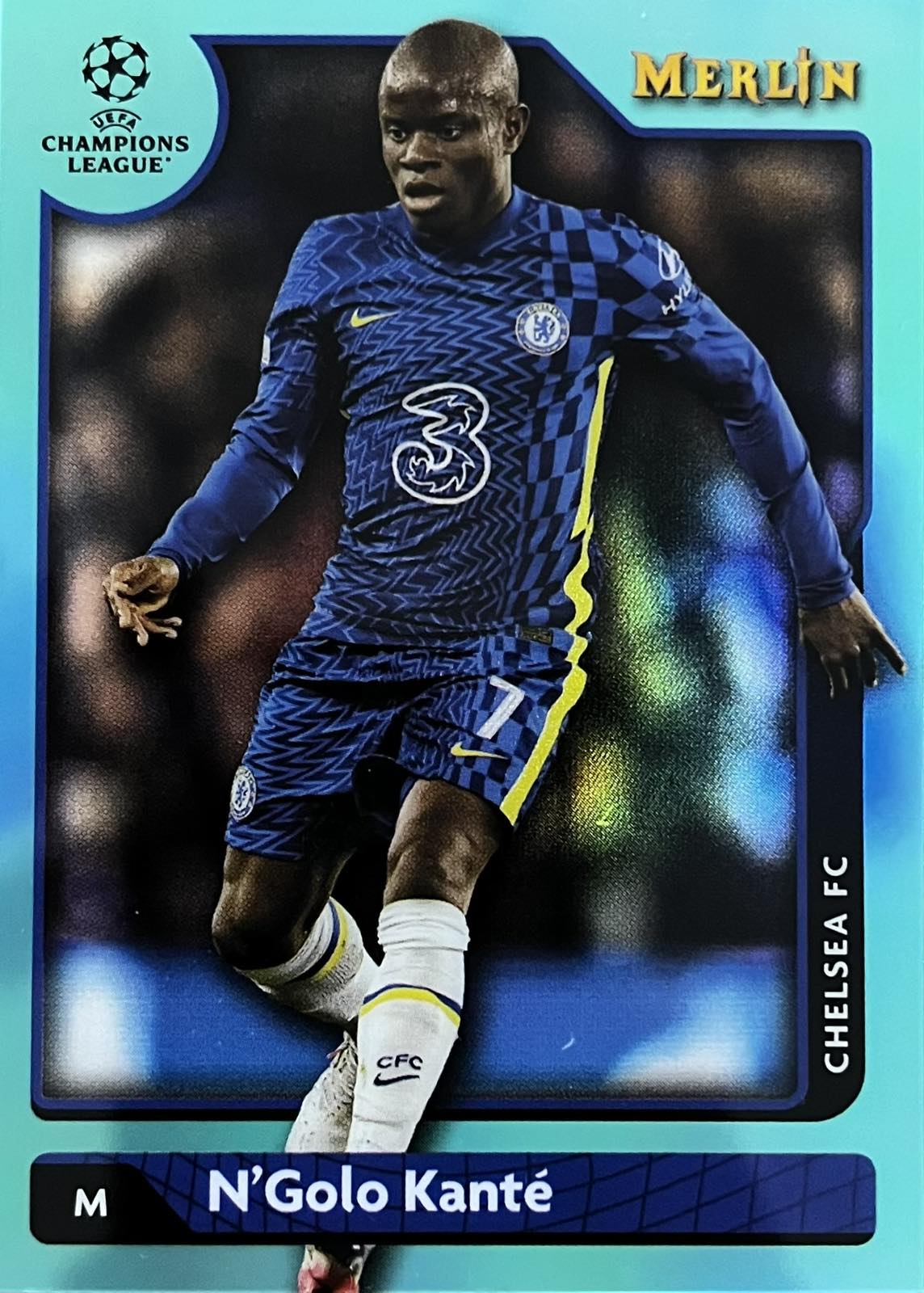 N'Golo Kante Numbered /199 Aqua Refractor Merlin Chrome