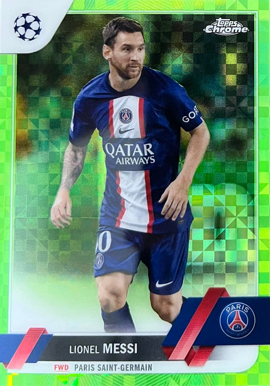 Lionel Messi Neon Green Numbered /399 Topps Chrome 2022-23