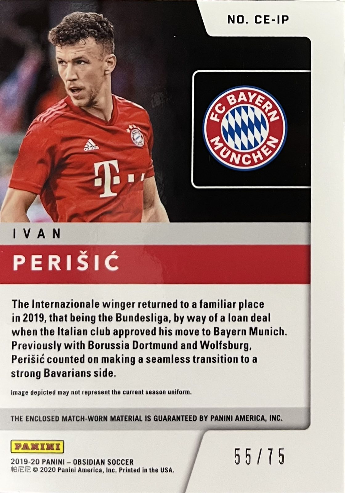 Ivan Perisic Cutting Edge Game-Worn Patch Numbered /75 Obsidian 2019-20