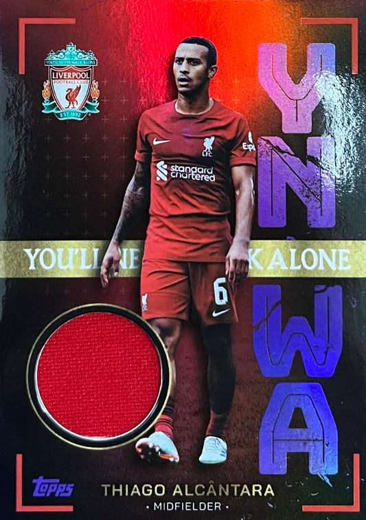 Thiago Alcantara Purple YNWA Player-Worn Patch Numbered /15 Topps Liverpool Team Set 2022/23