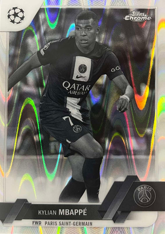 Kylian Mbappe B&W Raywave Refractor Topps Chrome UCC 2022-23