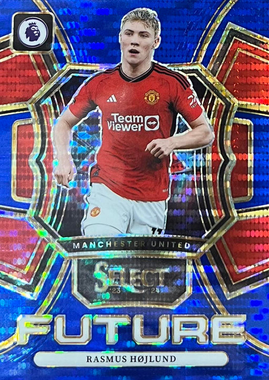 Rasmus Hojlund FUTURE Insert Blue Pulsar Prizm #16 SP 2023-24 Panini Select EPL