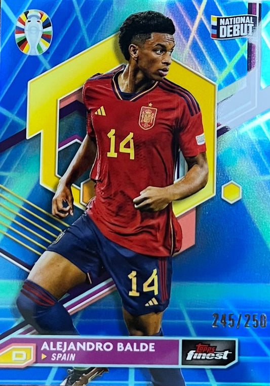 Alejandro Balde Blue Numbered /250 National Debut Topps Finest Road to Euro 2024