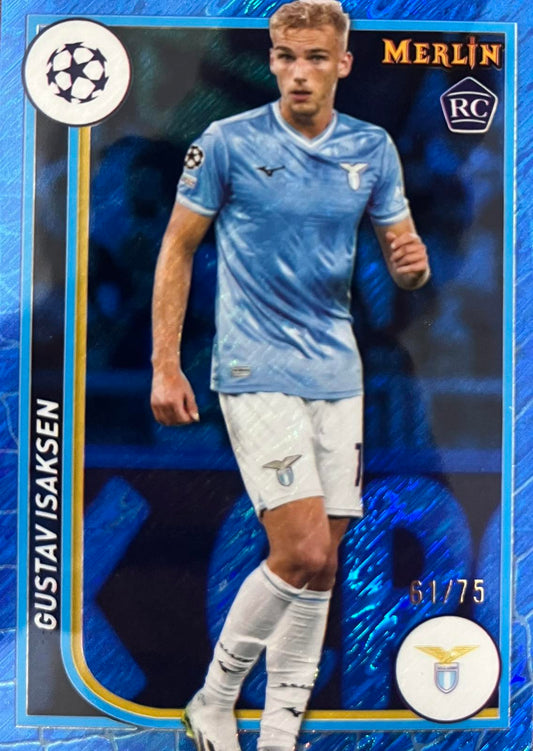 Gustav Isaksen Blue Shimmer Numbered /75 Rookie Lazio Merlin