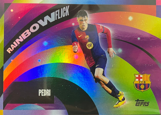 Pedri Rainbow Flick RF-4 Barcelona Team Set 2024 Case Hit SSP Topps