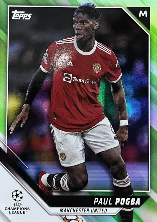 Paul Pogba Neon Green Numbered /199 Topps UCL 2021-22