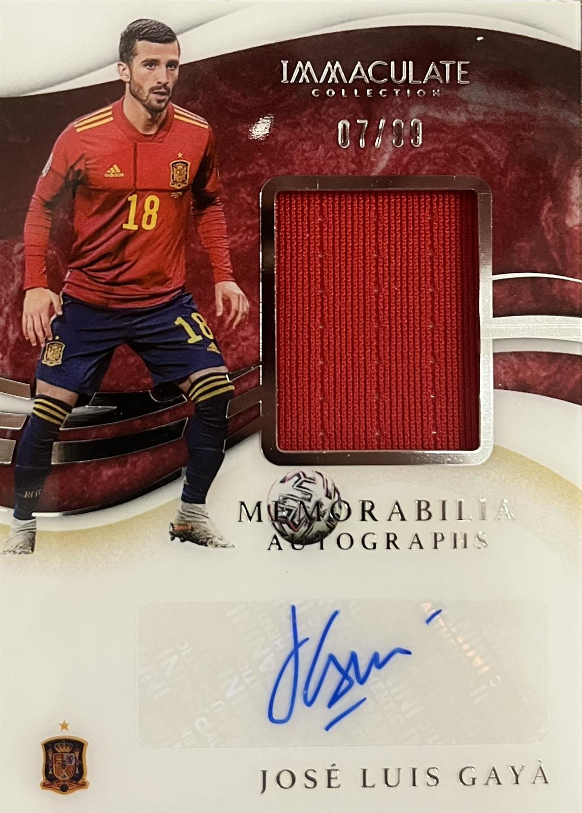 Jose Luis Gaya Player-Worn Patch Autograph Numbered /99 Immaculate