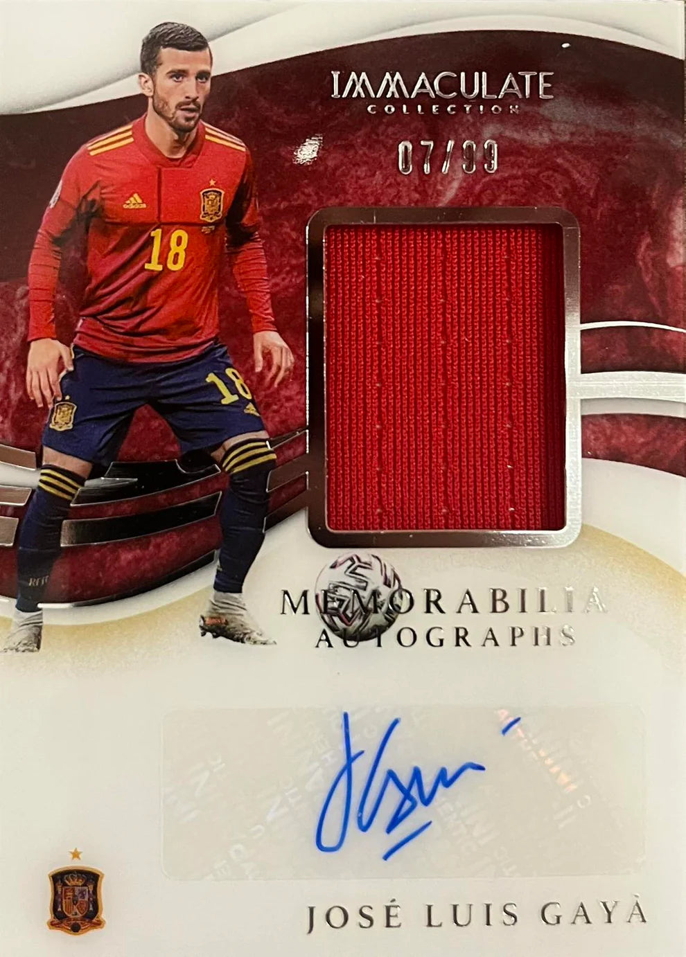 Jose Luis Gaya Player-Worn Patch Autograph Numbered /99 Immaculate