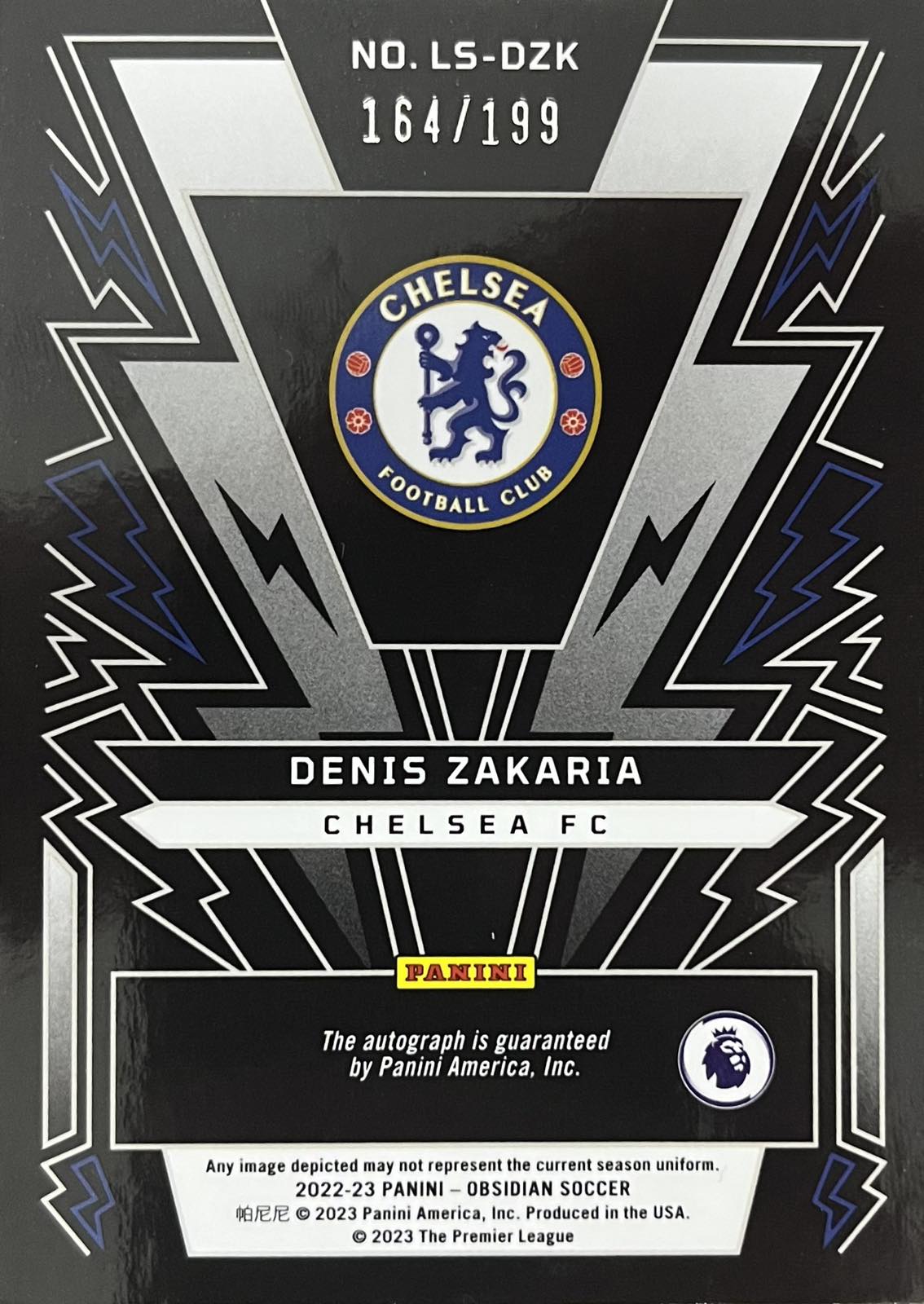 Denis Zakaria Autograph Numbered /199 Obsidian Lightning Strike