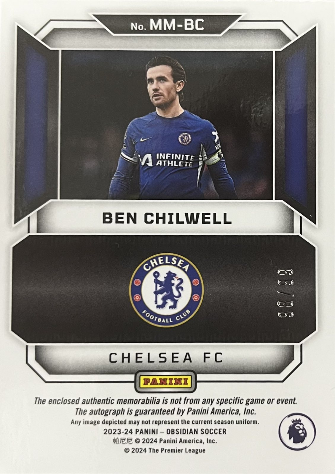 Ben Chilwell Patch Autograph Numbered /99 Obsidian Matrix Material