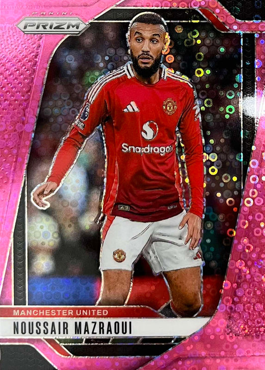 Noussair Mazraoui Manchester Utd Numbered /149 Pink Breakaway Panini Prizm 24/25