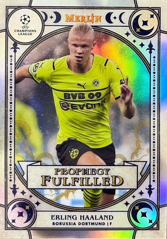 Erling Haaland 2021-22 Topps Chrome Merlin Prophecy Fulfilled #PF8