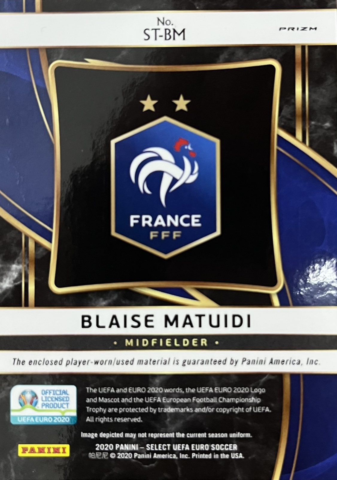 Blaise Matuidi Player-Worn Patch Select Euro 2020