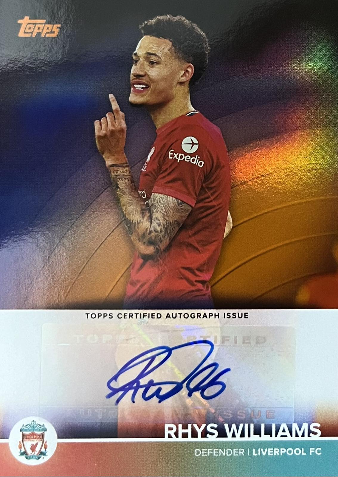 Rhys Williams Autograph Numbered /25 Topps Liverpool Team Set