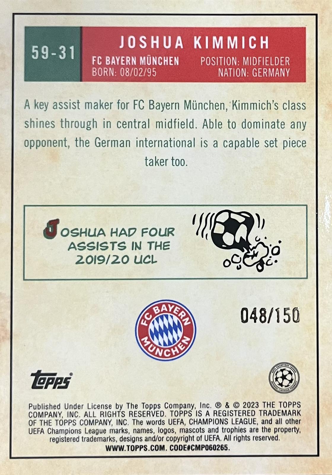 Joshua Kimmich Retro 59-31 Numbered /150 Topps Chrome