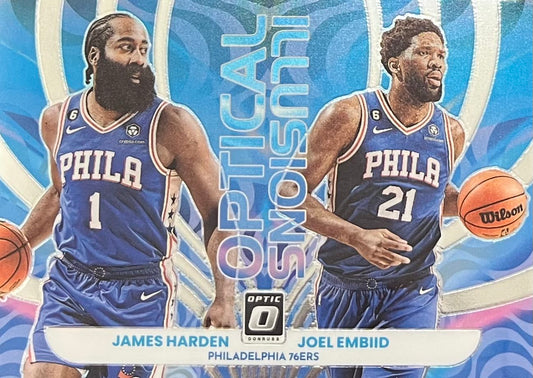 James Harden / Joel Embiid Optical Illusions Donruss Optic