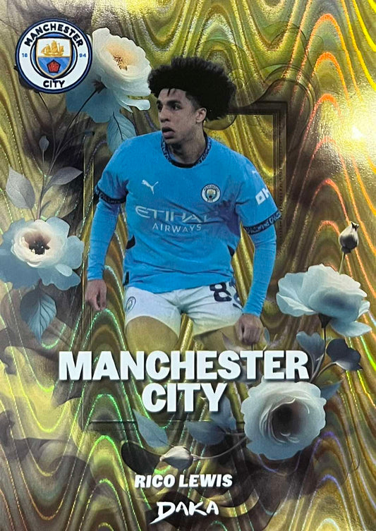 Rico Lewis Numbered /10 Gold Seismic Flowers Daka Manchester City