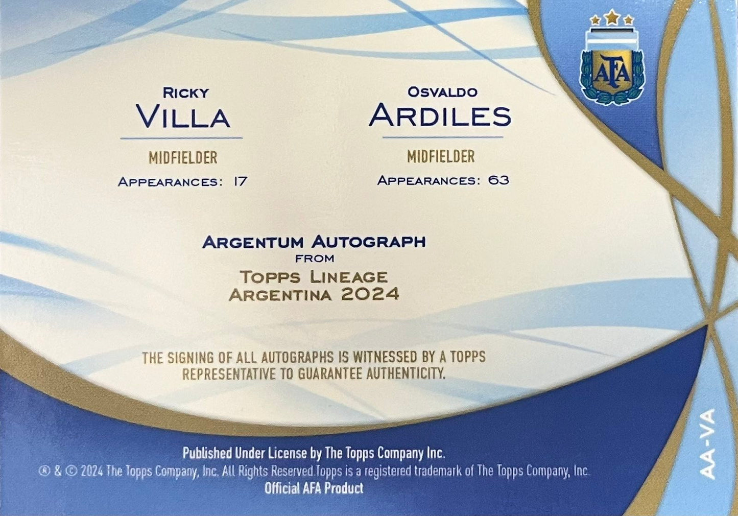Ricky Villa / Osvaldo Ardiles Double Autograph Argentina Lineage