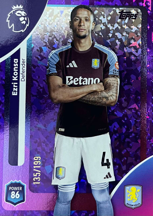 EZRI KONSA PURPLE NUMBERED /199 - TOPPS PREMIER LEAGUE 2026 ASTON VILLA