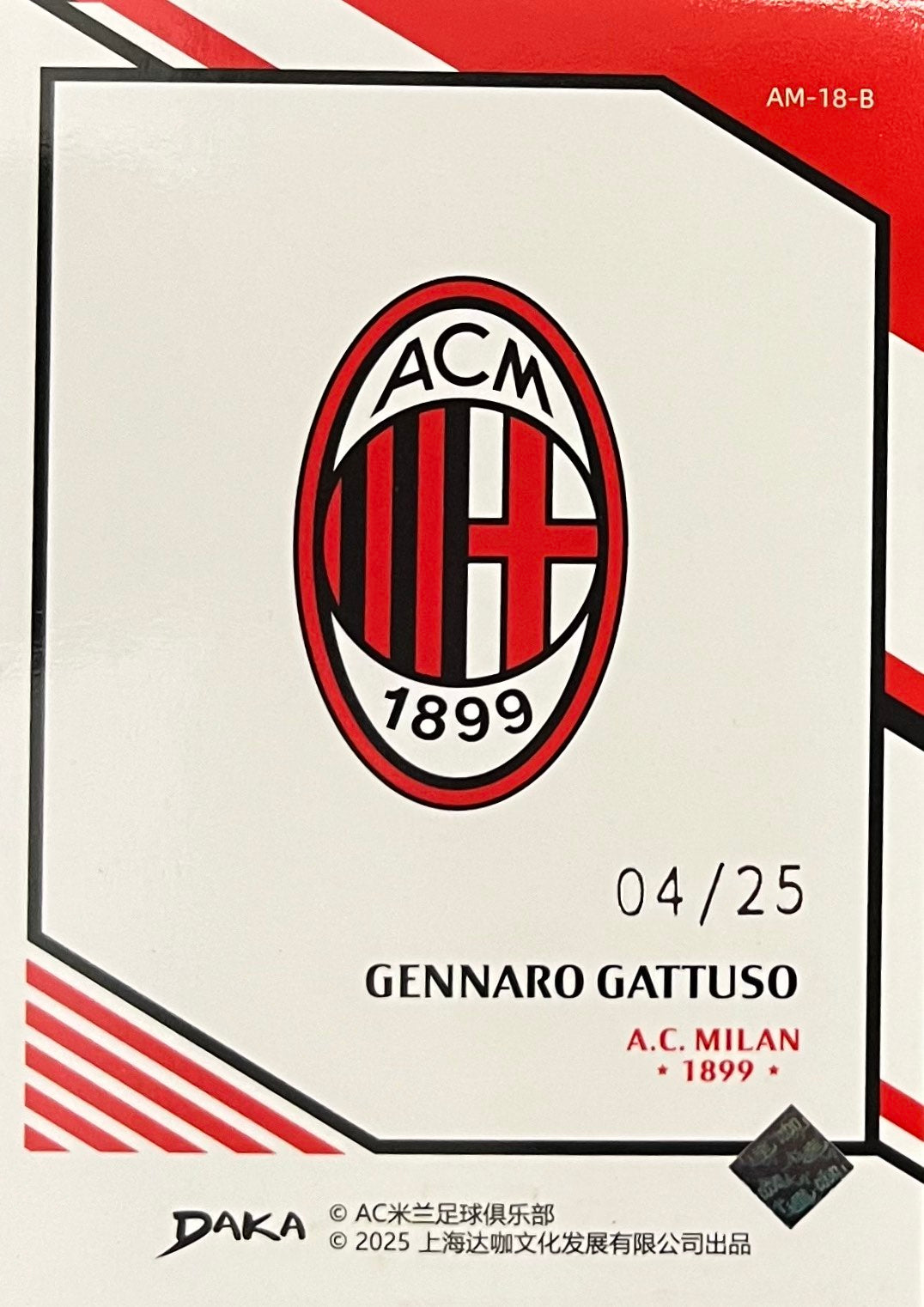 Gennaro Gattuso Numbered /25 Daka AC Milan