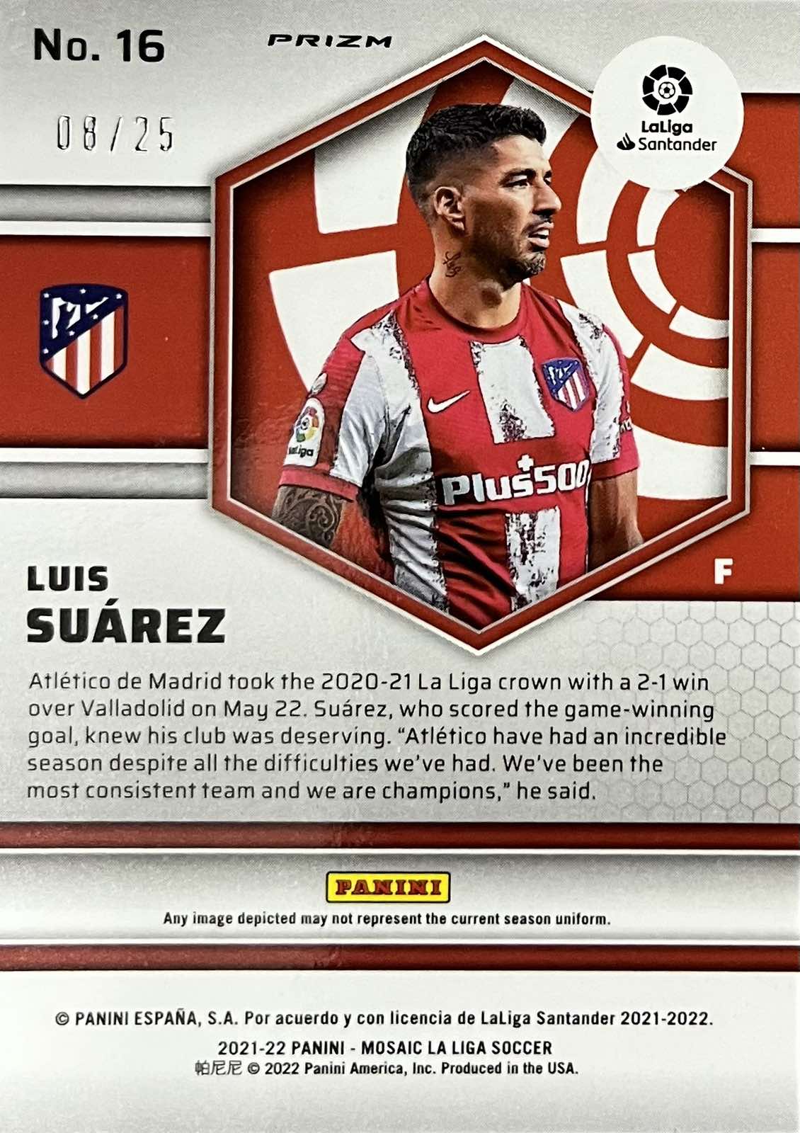Luis Suarez Orange Numbered /25 Mosaic La Liga