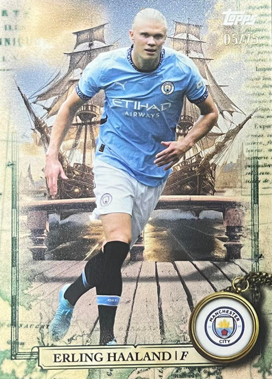 Erling Haaland Numbered /75 Topps Manchester City Blue Moon