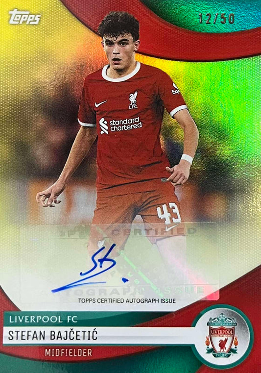 Stefan Bajcetic Autograph Numbered /50 Topps Liverpool Team Set
