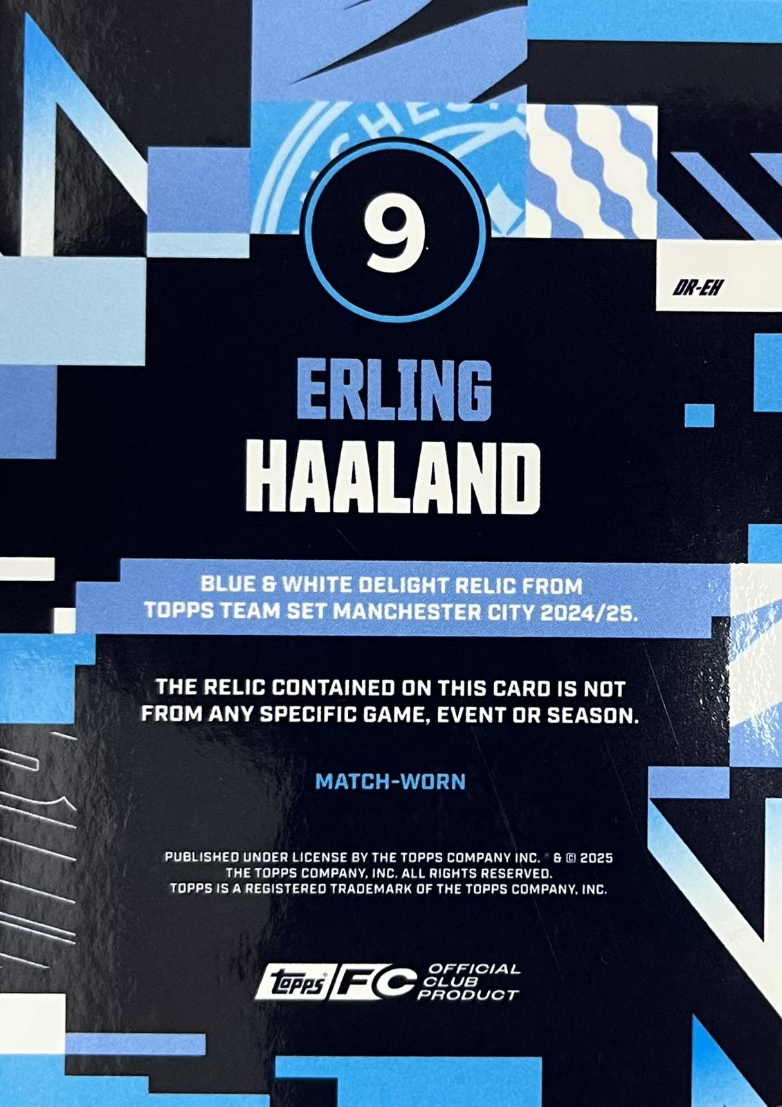 Erling Haaland Match-Worn Patch Numbered /250 Topps