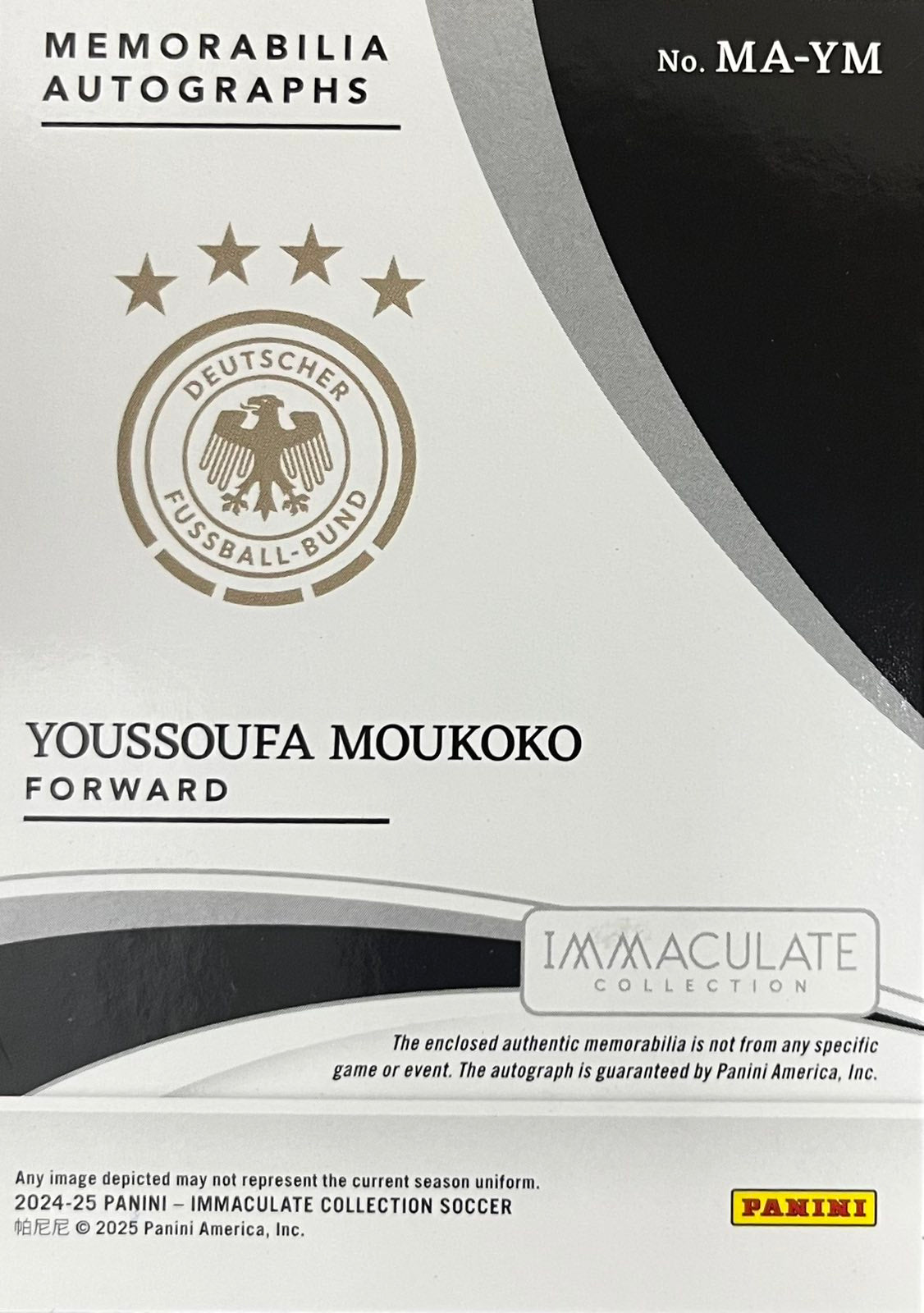 Yousouffa Moukoko Patch Autograph Numbered /99 Immaculate