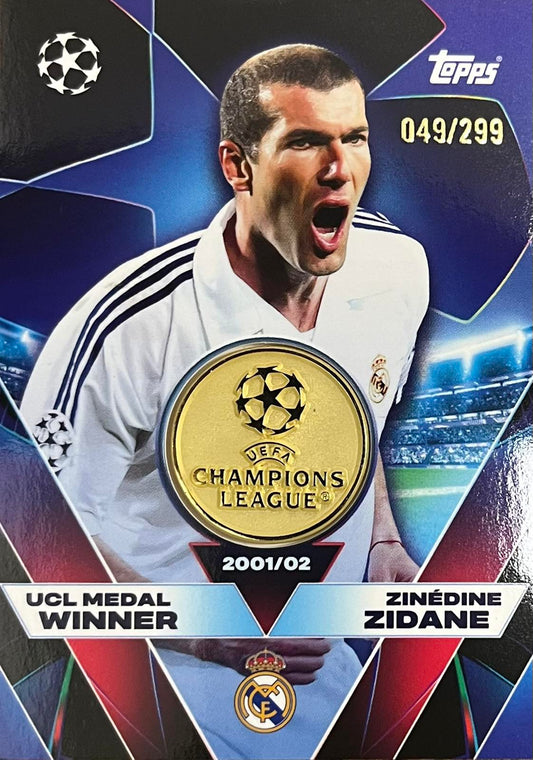 Zinedine Zidane Card Medal Winner Relic Numbered 049/29 Topps Match Attax 25/26 UCL