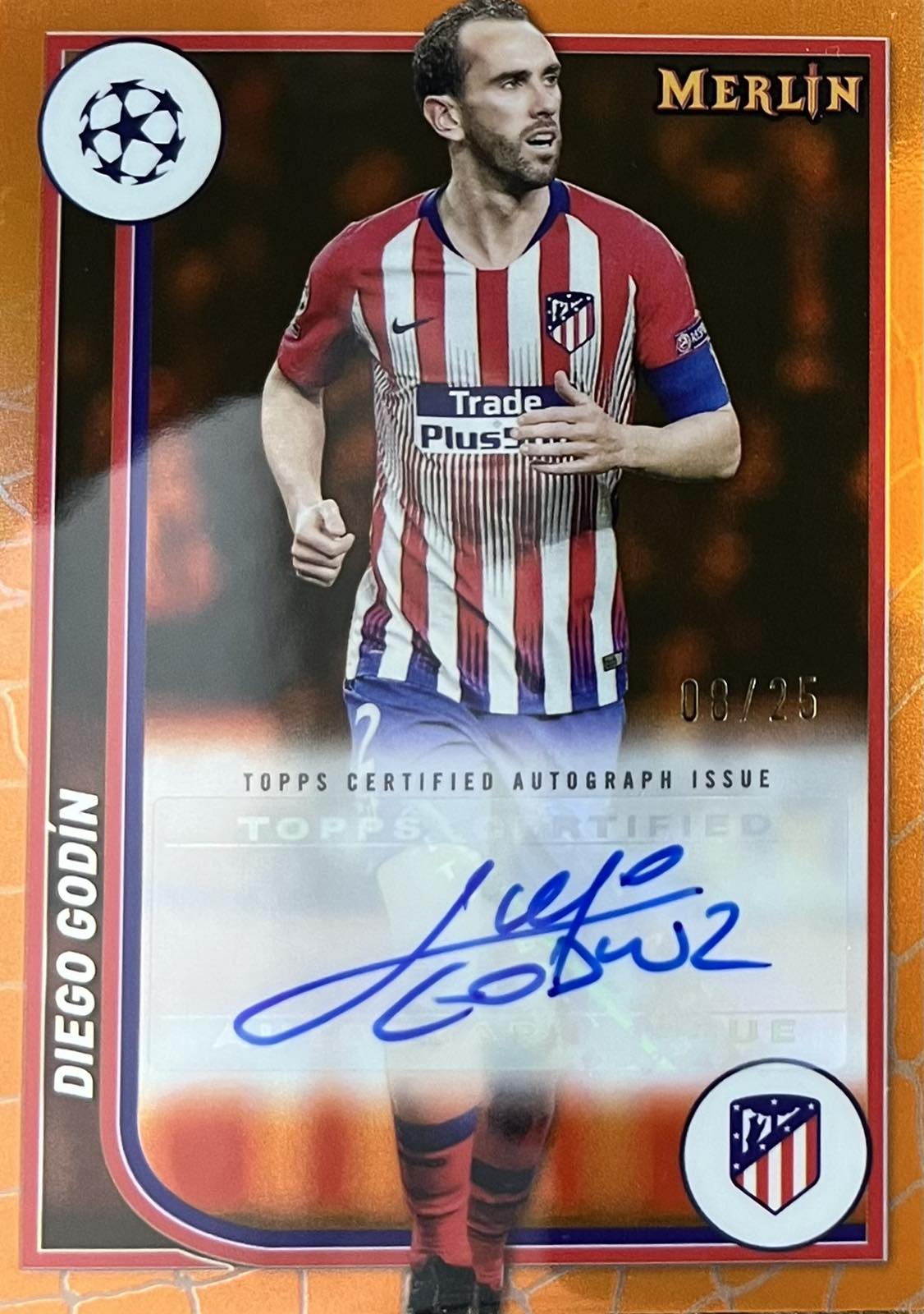 Diego Godin Autograph Numbered /25 Topps Merlin