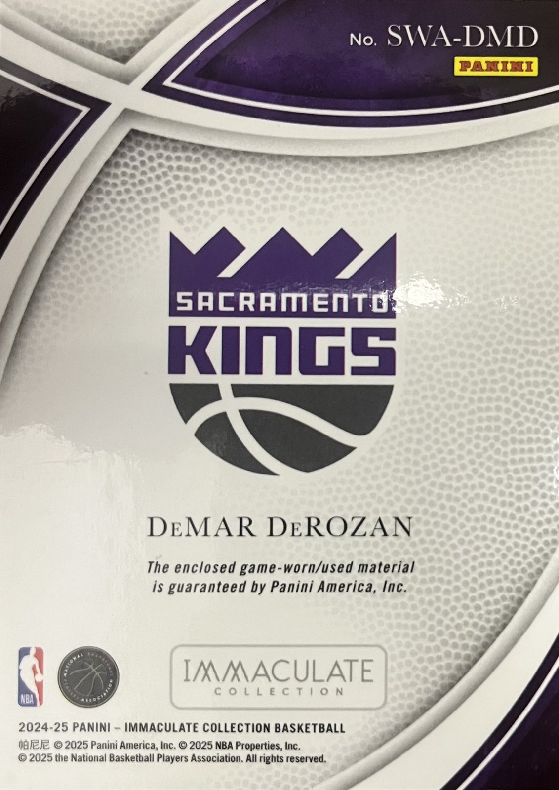 Demar DeRozan Game-Worn Patch Numbered /99 Immaculate