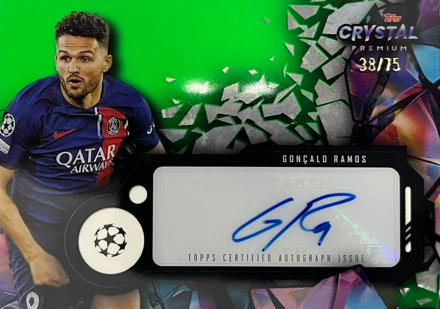 Goncalo Ramos Autograph Numbered /75 Topps Crystal