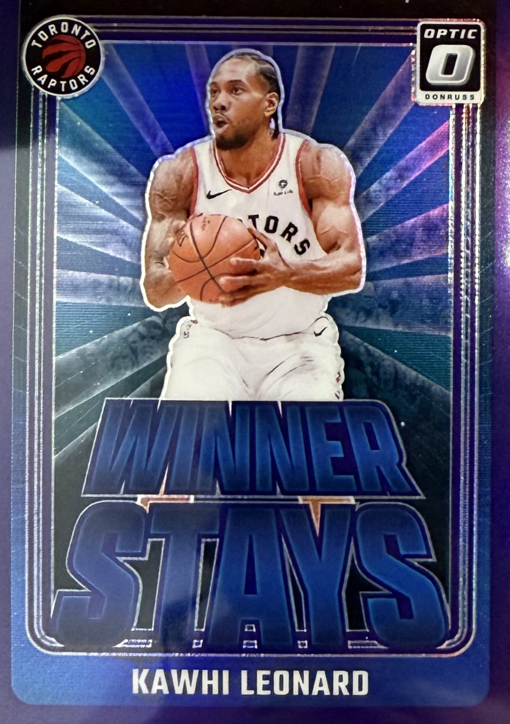 Kawhi Leonard Purple Winner Stays Donruss Optic