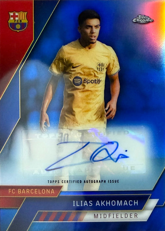 Ilias Akhomach Autograph Numbered /75 Topps Chrome Barcelona
