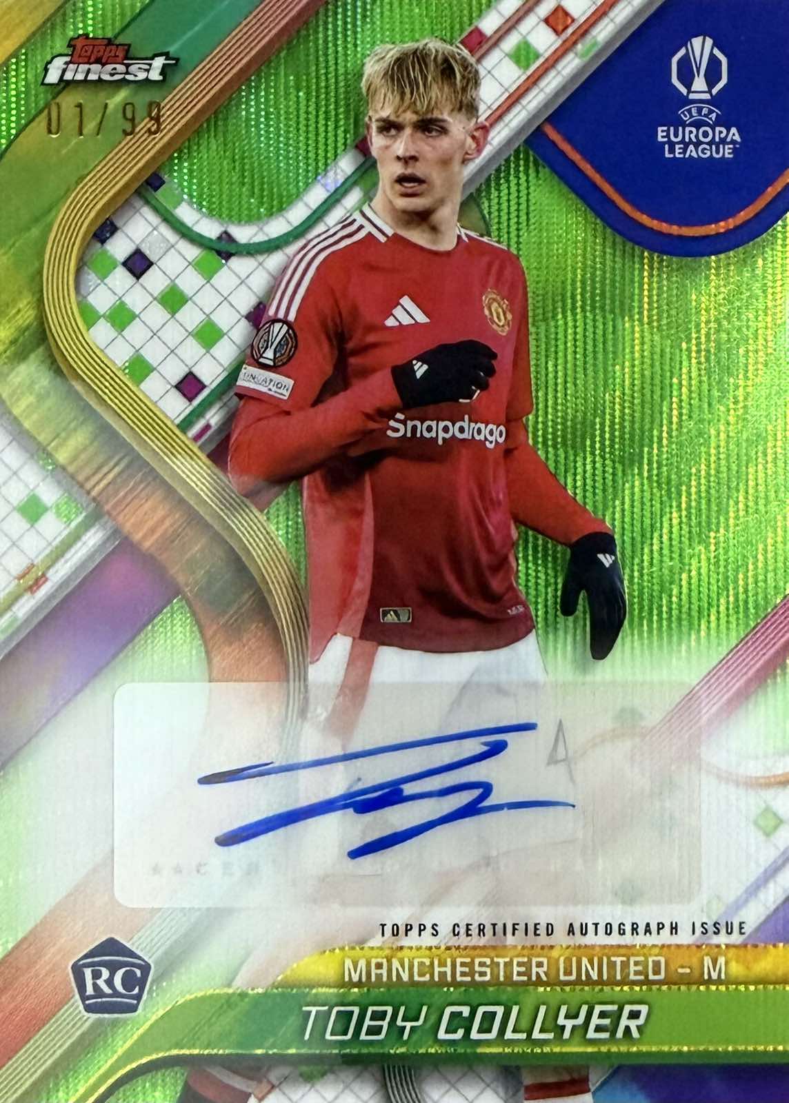Toby Collyer Rookie Autograph Numbered /99 Topps Finest