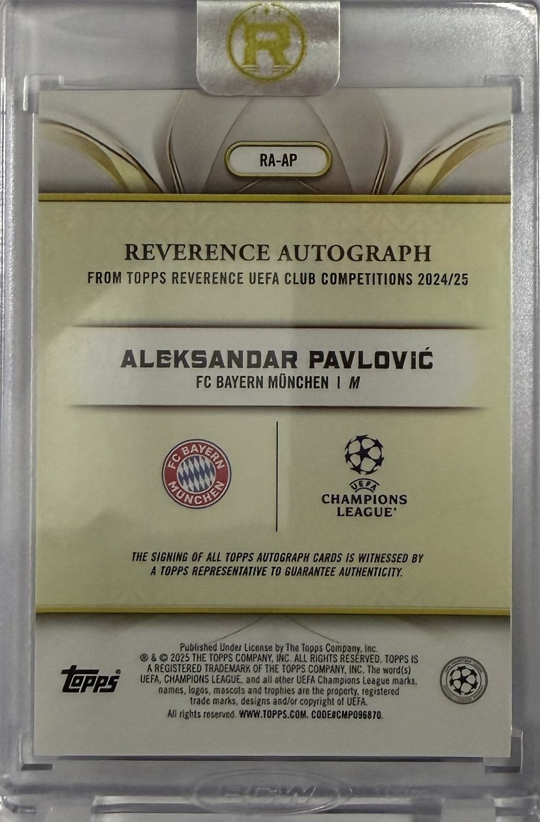 Aleksandar Pavlovic Autograph Numbered /75 Topps Reverence