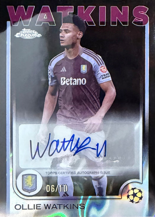 Ollie Watkins Autograph Numbered /10 Topps Chrome