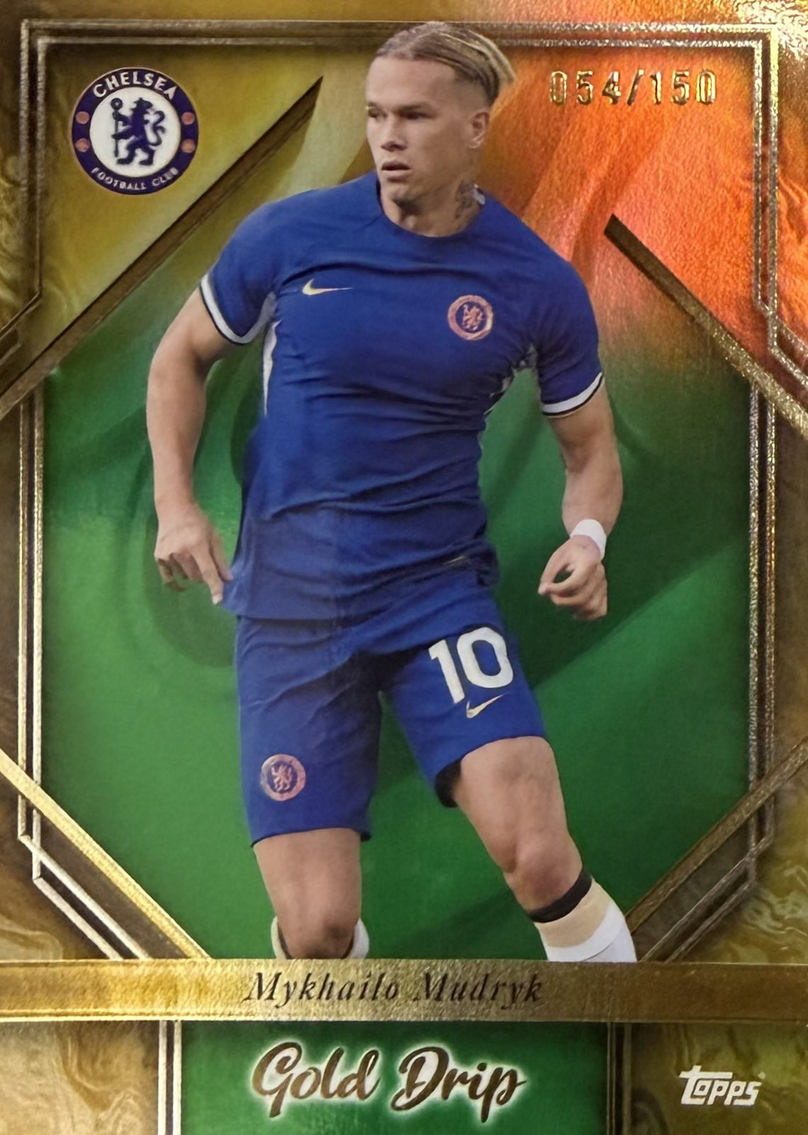 Mykhailo Mudryk Gold Drip Numbered /150 Topps Chelsea Team Set